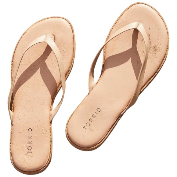TORRID Faux Leather Flip Flop Beige Tan 11WW NEW - Picture 5 of 5